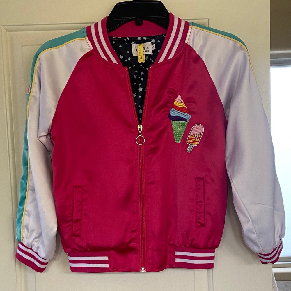 Lola & The Boys Ice Cream Patch Bomber Jacket kids size 8